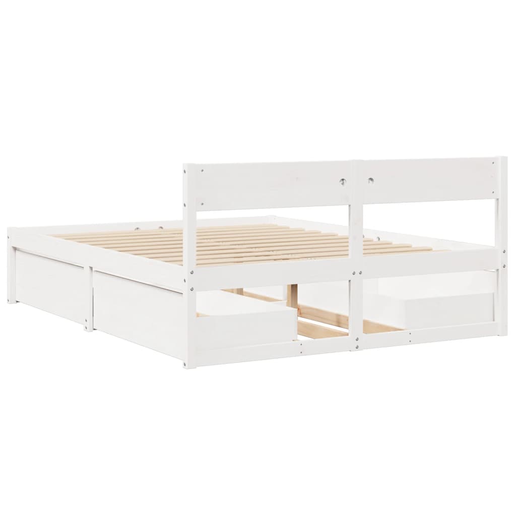 Bed Frame without Mattress Solid Wood Pine Length 200 cm White 140 cm