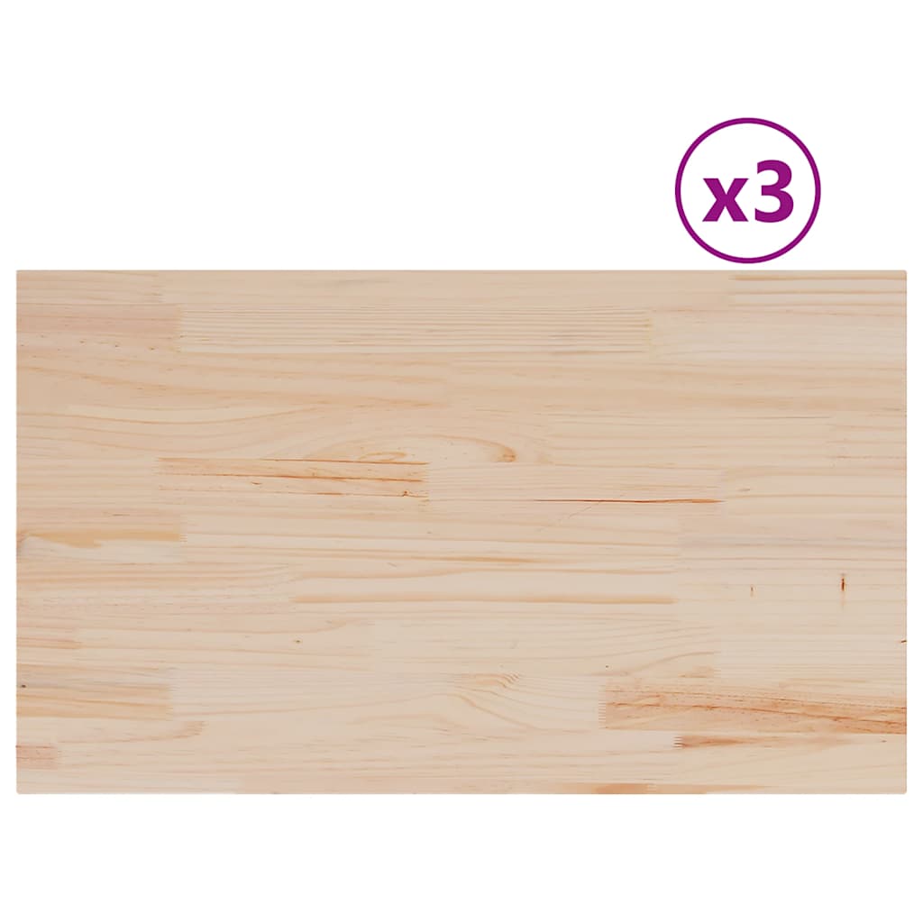 vidaXL Table Tops 3 pcs 80x47x2.5 cm Rectangular Solid Wood Pine 2
