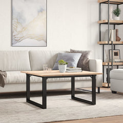 vidaXL Coffee Table O-Frame 80x80x45 cm Solid Wood Pine and Steel 3