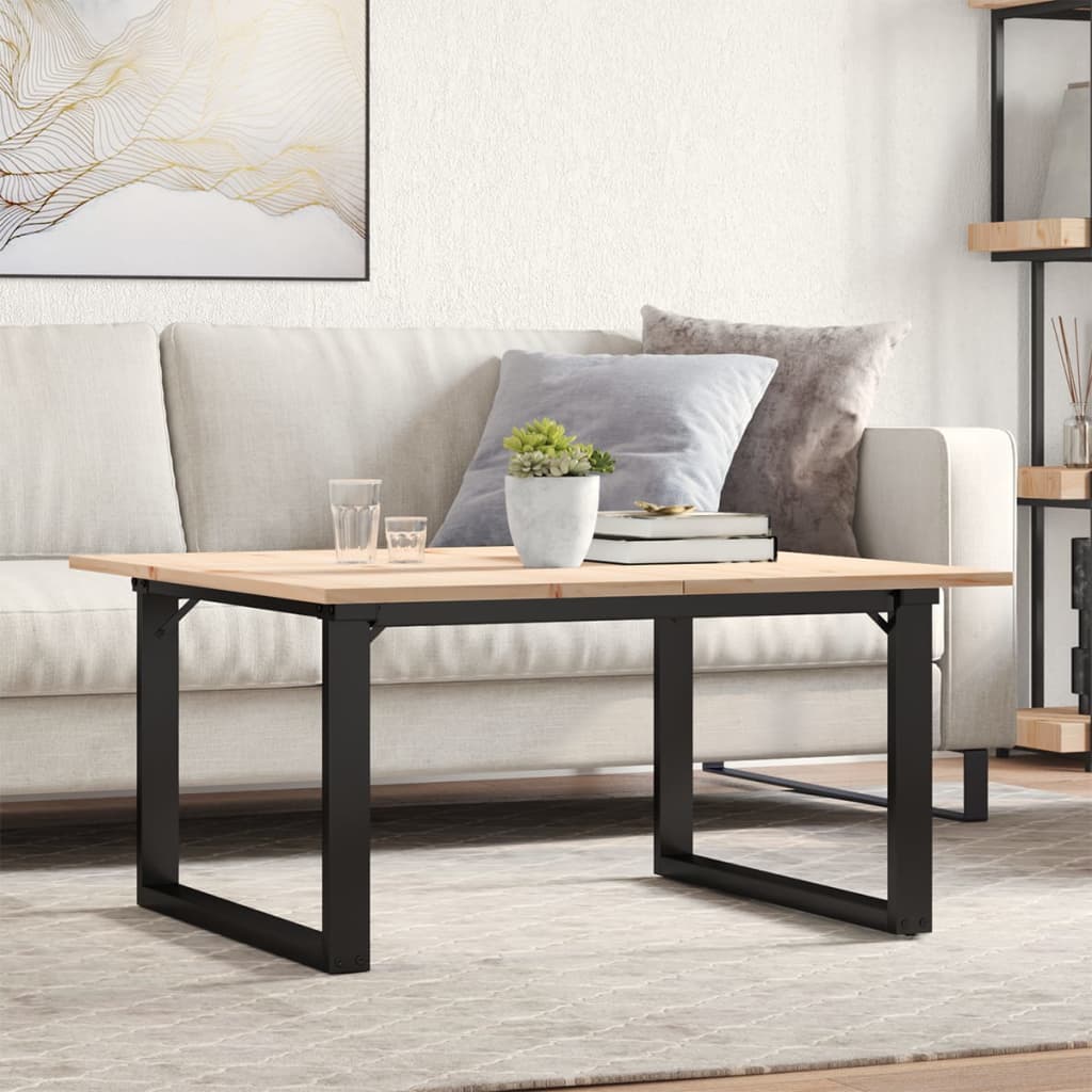 vidaXL Coffee Table O-Frame 80x80x45 cm Solid Wood Pine and Steel 1
