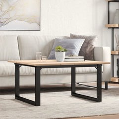 vidaXL Coffee Table O-Frame 80x80x45 cm Solid Wood Pine and Steel 1