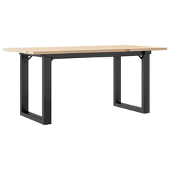 vidaXL Coffee Table O-Frame 100x50x45 cm Solid Wood Pine and Steel 2