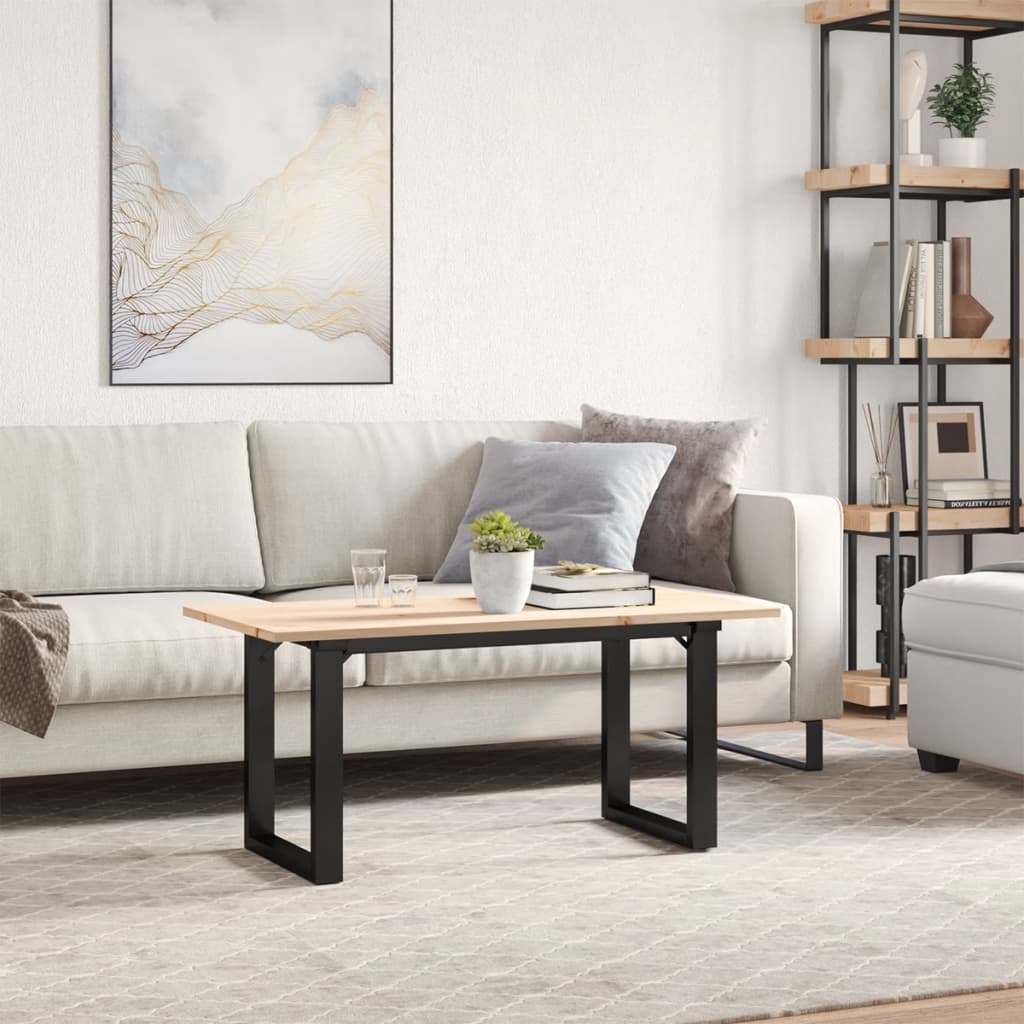 vidaXL Coffee Table O-Frame 100x50x45 cm Solid Wood Pine and Steel 3
