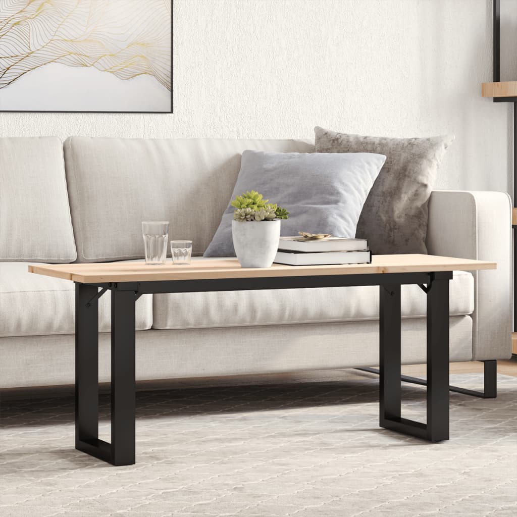 vidaXL Coffee Table O-Frame 110x40x45 cm Solid Wood Pine and Steel 1