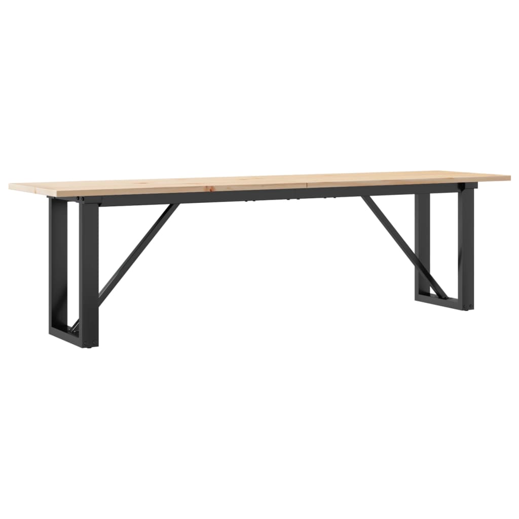 vidaXL Coffee Table O-Frame 160x40x45 cm Solid Wood Pine and Steel 2