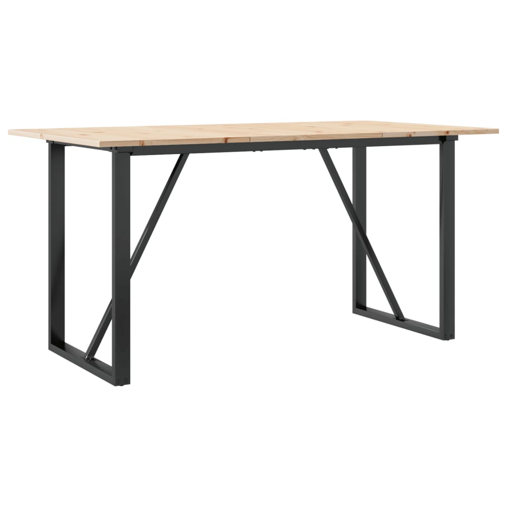 vidaXL Dining Table O-Frame 140x80x75 cm Solid Wood Pine and Steel 2