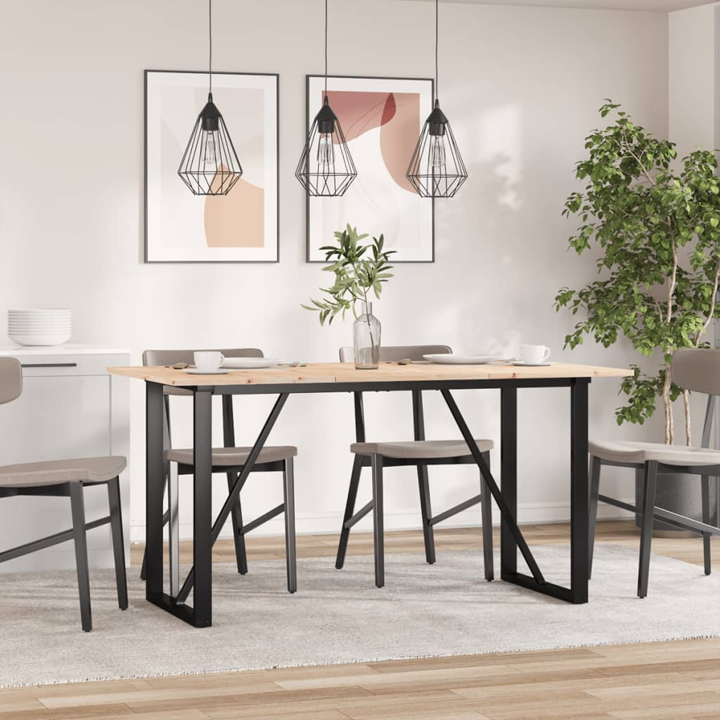 vidaXL Dining Table O-Frame 140x80x75 cm Solid Wood Pine and Steel 3