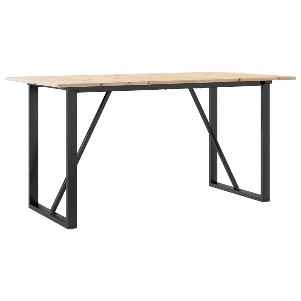 vidaXL Dining Table O-Frame 160x80x75 cm Solid Wood Pine and Steel 6