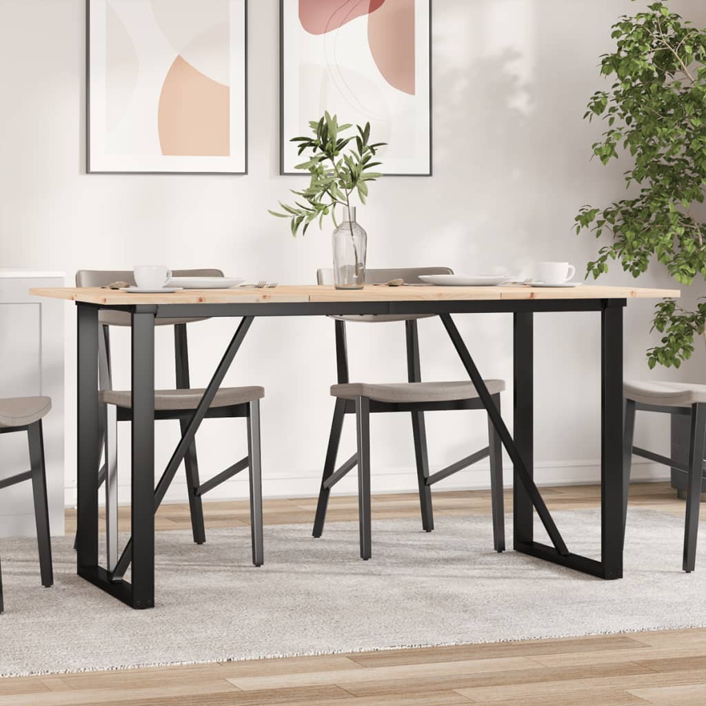 vidaXL Dining Table O-Frame 160x80x75 cm Solid Wood Pine and Steel 1