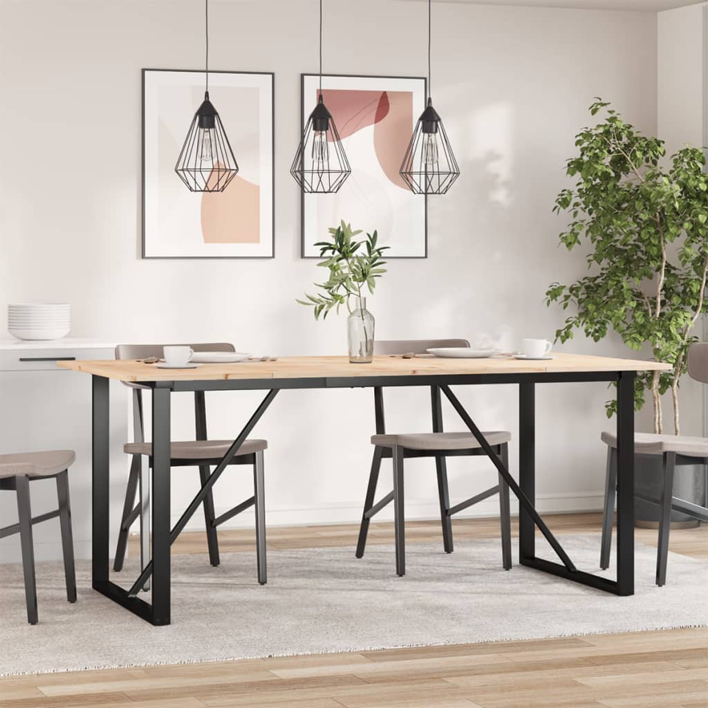 vidaXL Dining Table O-Frame 180x90x75 cm Solid Wood Pine and Steel 3