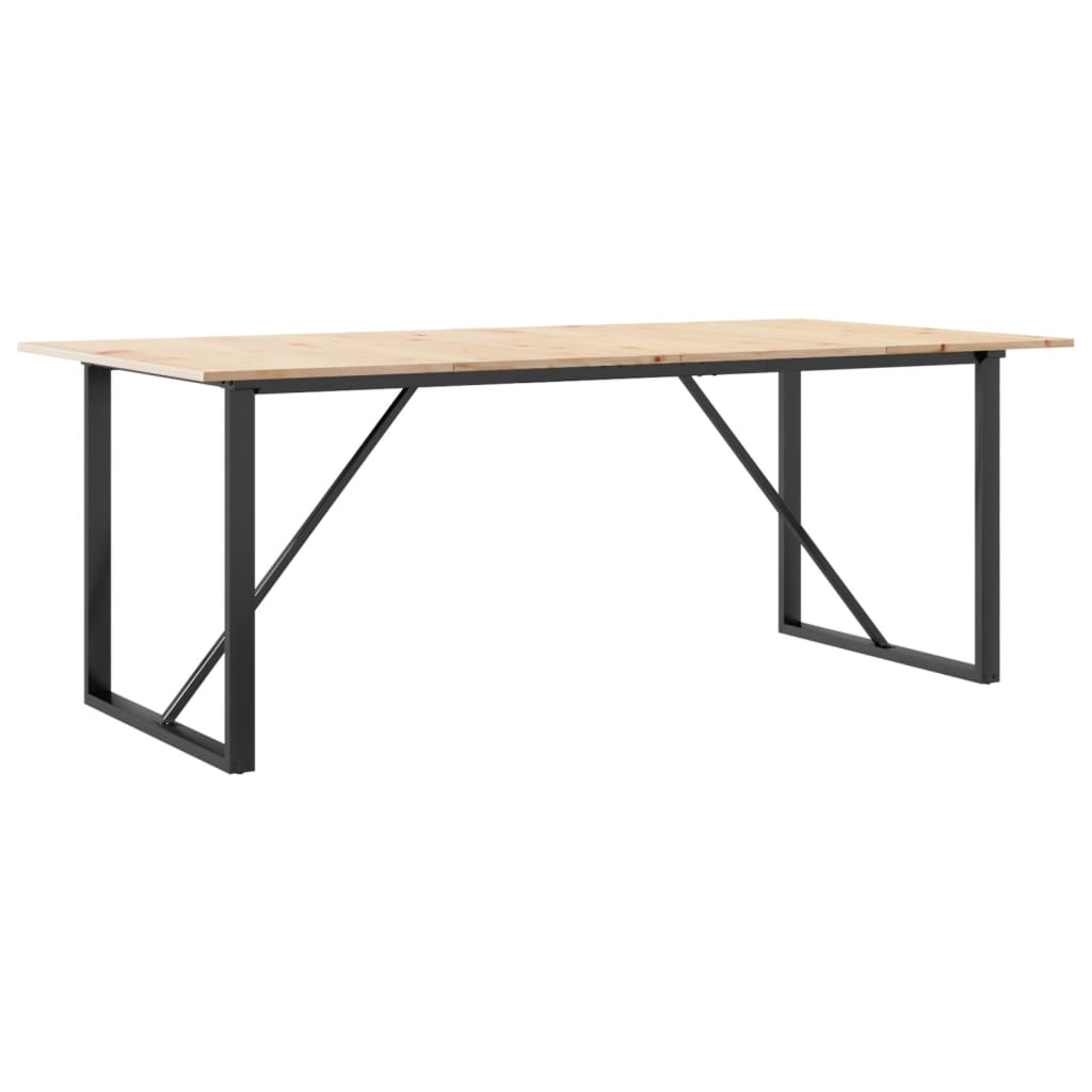 vidaXL Dining Table O-Frame 200x100x75 cm Solid Wood Pine and Steel 6