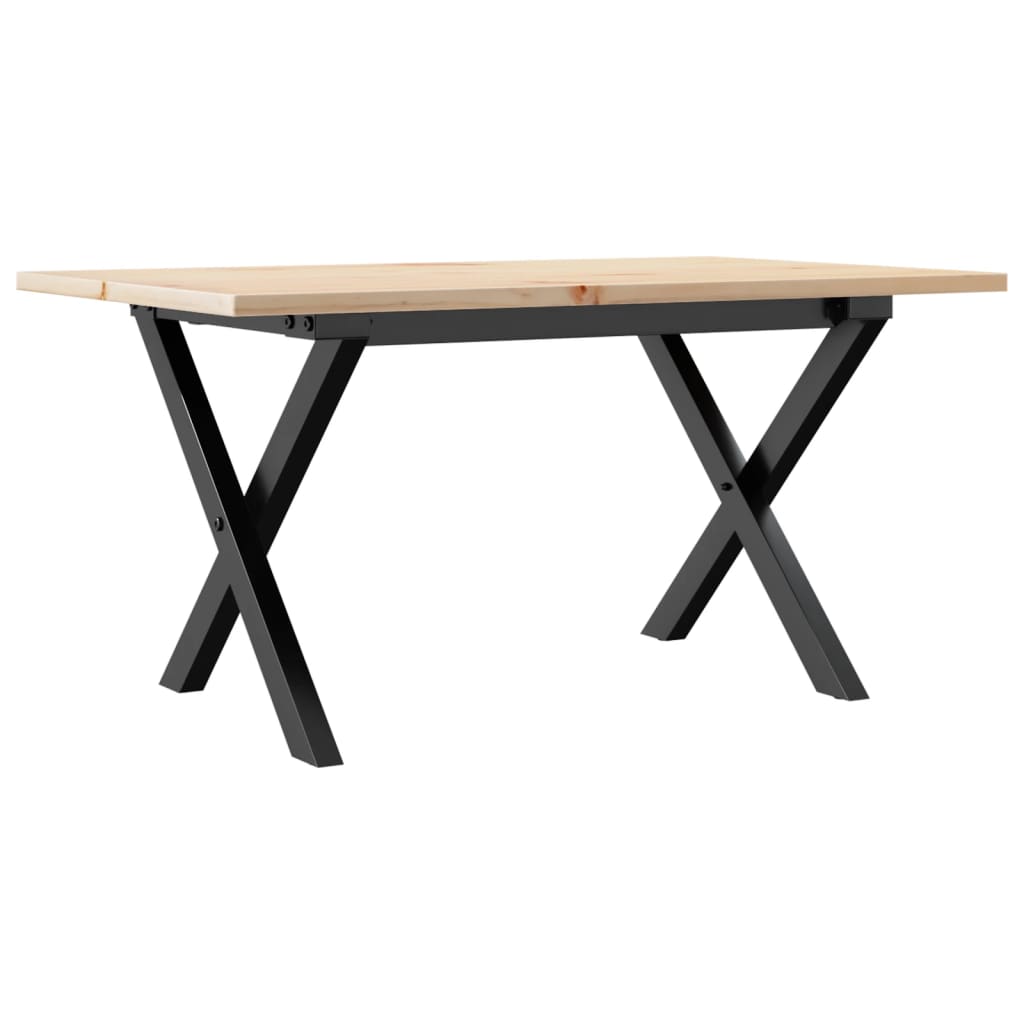 vidaXL Coffee Table X-Frame 80x50x40 cm Solid Wood Pine and Steel 2
