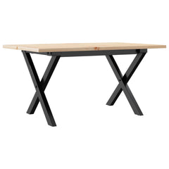 vidaXL Coffee Table X-Frame 80x50x40 cm Solid Wood Pine and Steel 2