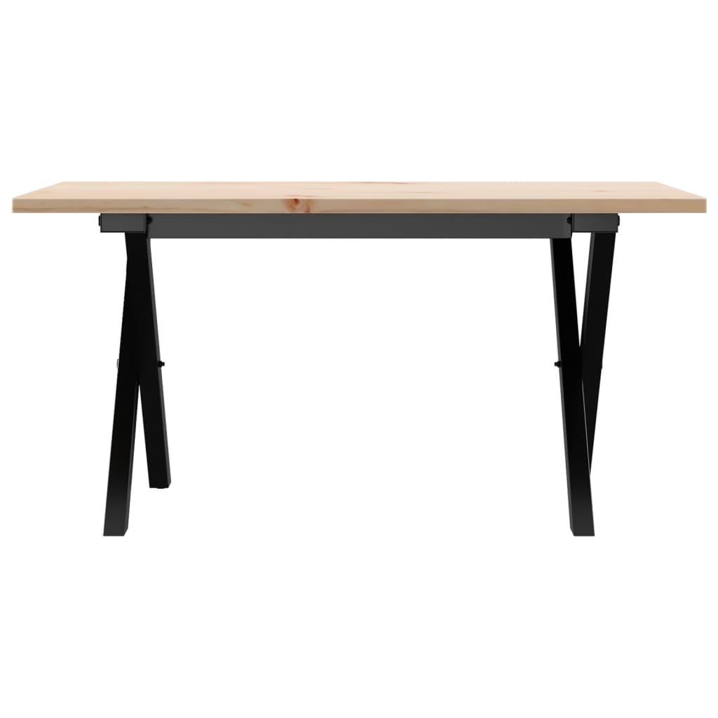 vidaXL Coffee Table X-Frame 80x50x40 cm Solid Wood Pine and Steel 4