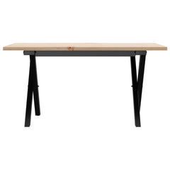 vidaXL Coffee Table X-Frame 80x50x40 cm Solid Wood Pine and Steel 4