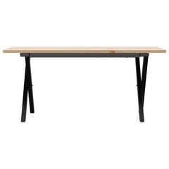 vidaXL Coffee Table X-Frame 100x50x45 cm Solid Wood Pine and Steel 4