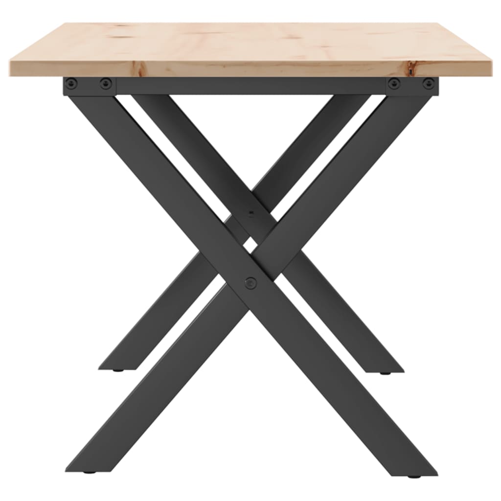 vidaXL Coffee Table X-Frame 100x50x45 cm Solid Wood Pine and Steel 5