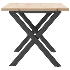 vidaXL Coffee Table X-Frame 100x50x45 cm Solid Wood Pine and Steel 5