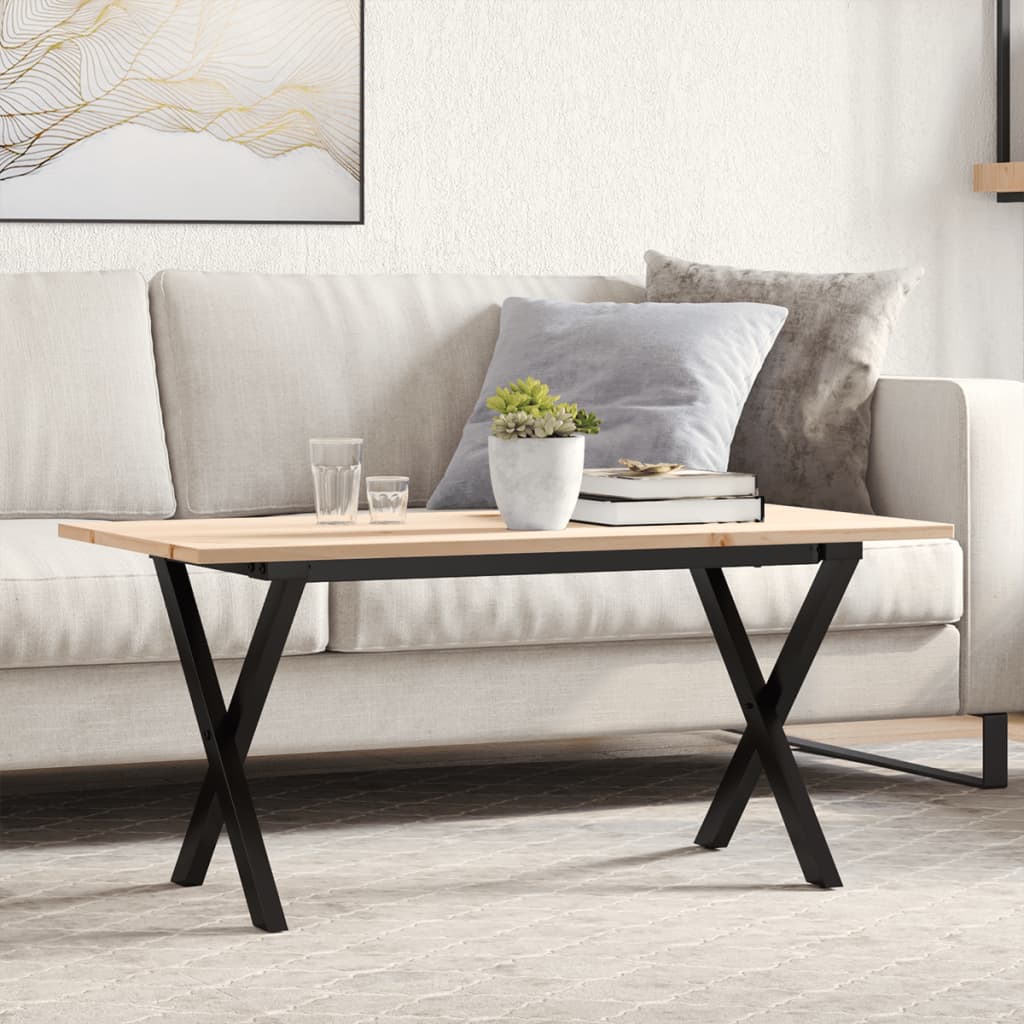 vidaXL Coffee Table X-Frame 100x50x45 cm Solid Wood Pine and Steel 1