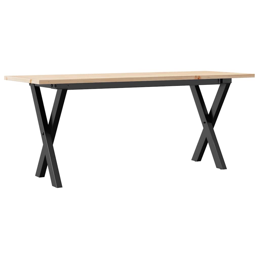 vidaXL Coffee Table X-Frame 110x40x45 cm Solid Wood Pine and Steel 2