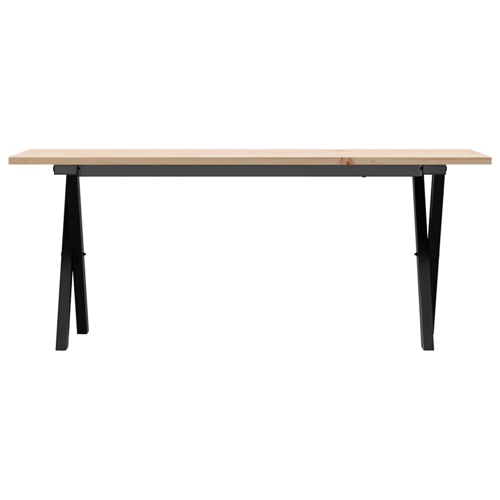 vidaXL Coffee Table X-Frame 110x40x45 cm Solid Wood Pine and Steel 4
