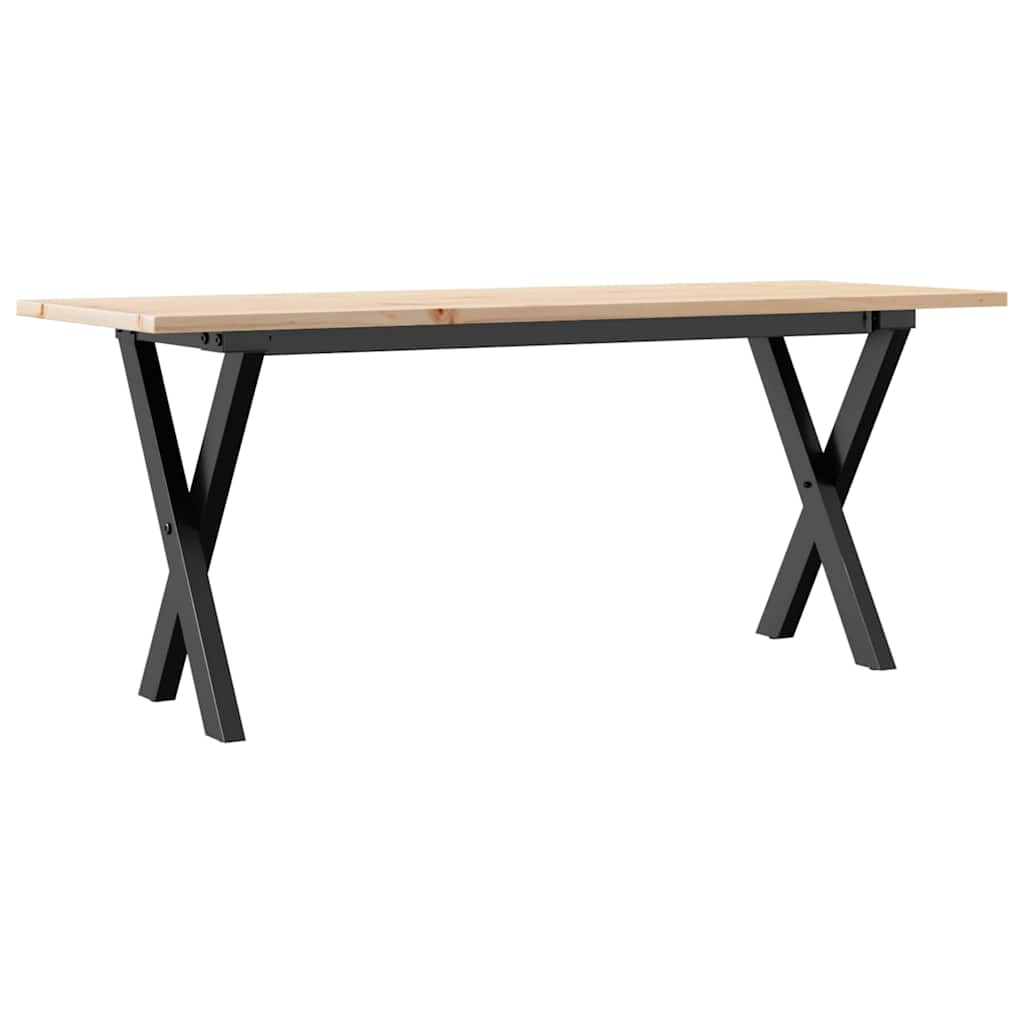 vidaXL Coffee Table X-Frame 110x40x45 cm Solid Wood Pine and Steel 6