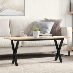 vidaXL Coffee Table X-Frame 110x40x45 cm Solid Wood Pine and Steel 1