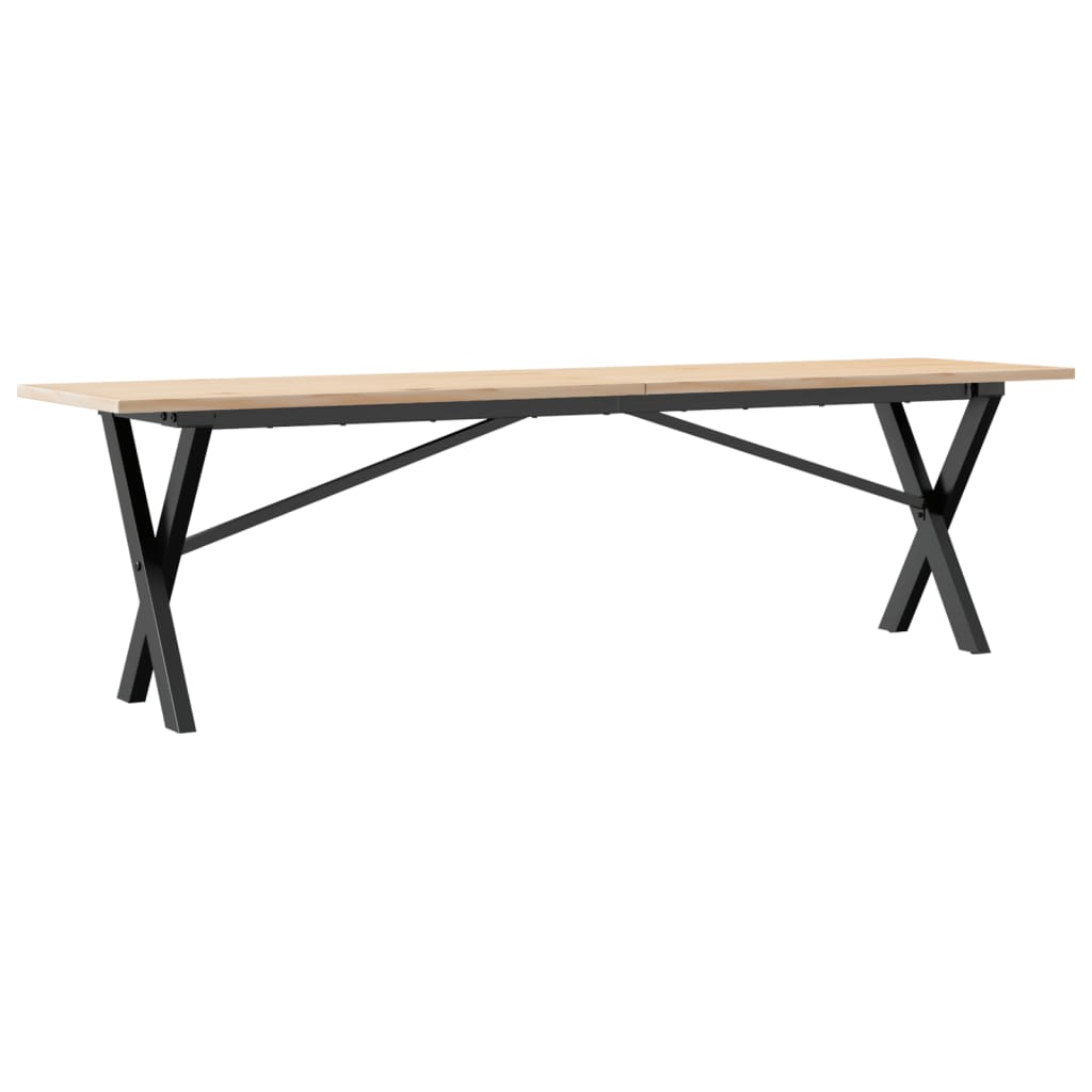 vidaXL Coffee Table X-Frame 160x40x45 cm Solid Wood Pine and Steel 2
