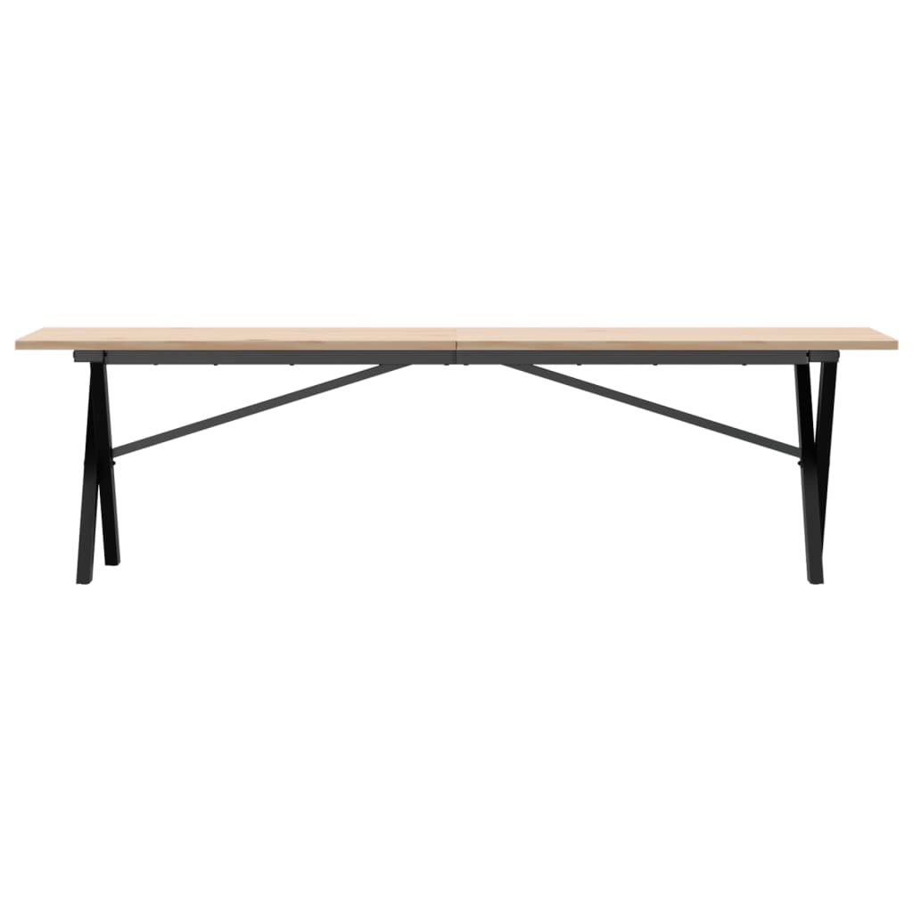 vidaXL Coffee Table X-Frame 160x40x45 cm Solid Wood Pine and Steel 4