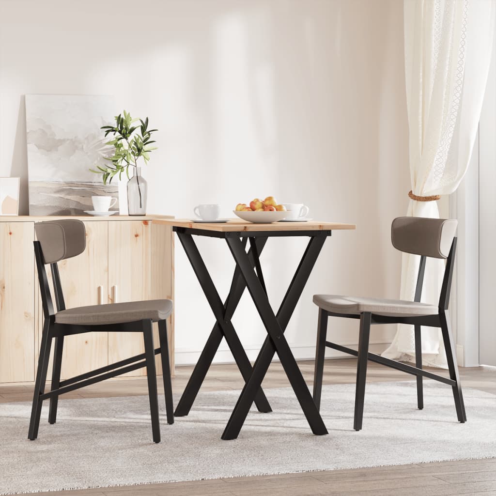 vidaXL Dining Table X-Frame 80x50x75 cm Solid Wood Pine and Steel 3