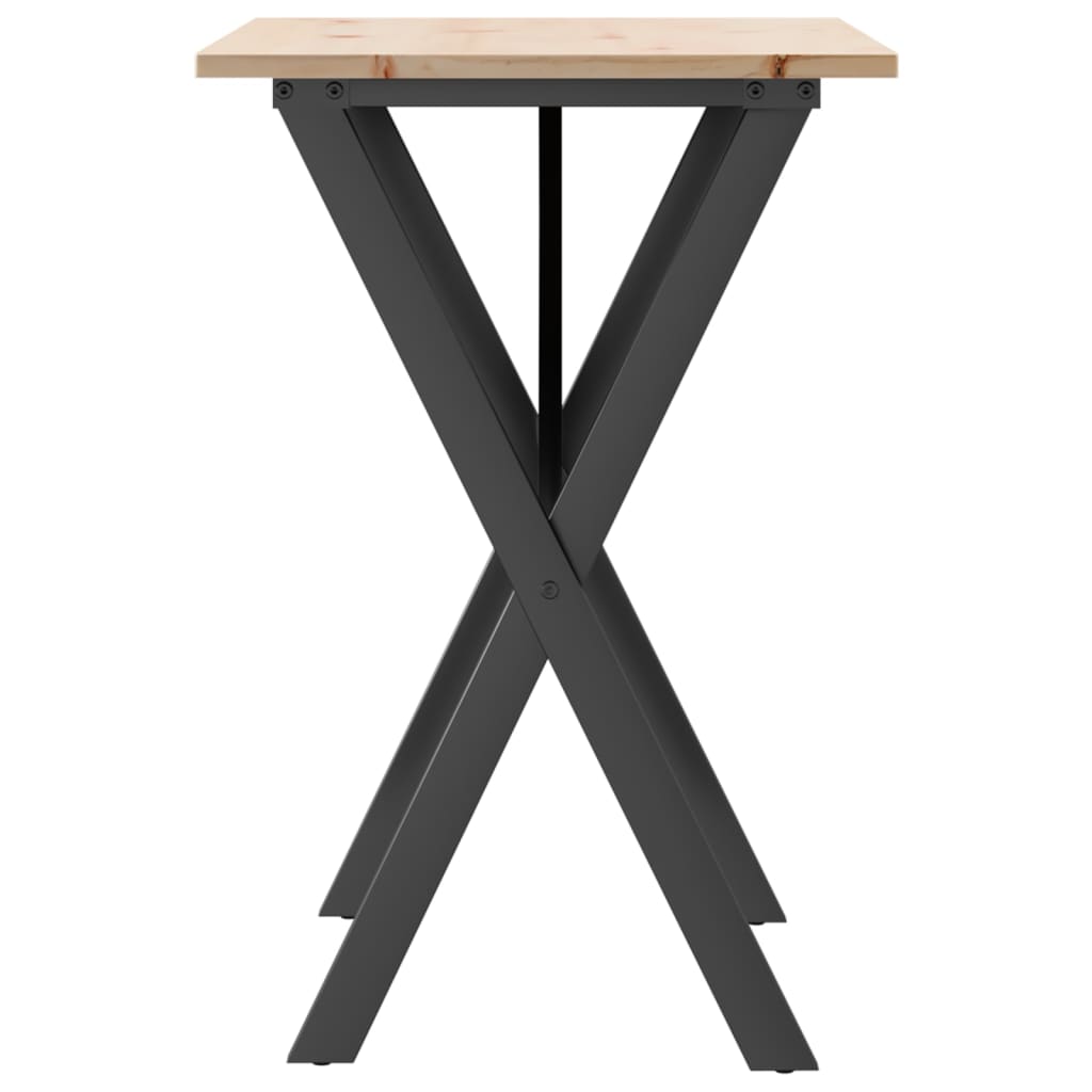 vidaXL Dining Table X-Frame 80x50x75 cm Solid Wood Pine and Steel 5