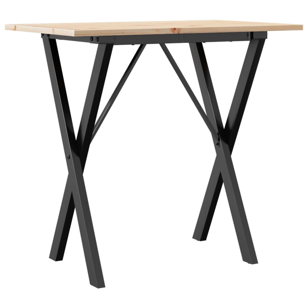 vidaXL Dining Table X-Frame 80x50x75 cm Solid Wood Pine and Steel 6