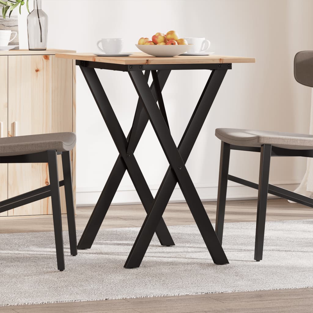 vidaXL Dining Table X-Frame 80x50x75 cm Solid Wood Pine and Steel 1