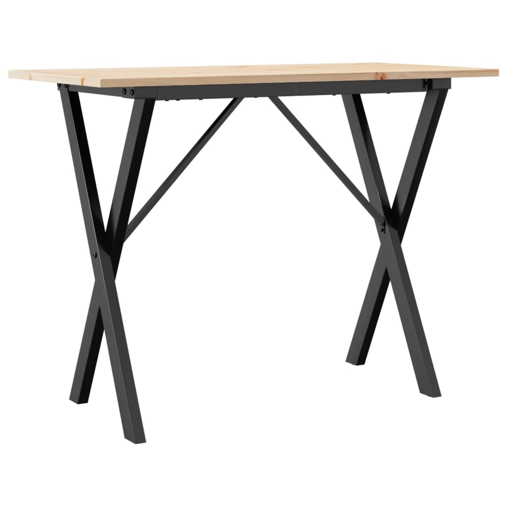 vidaXL Dining Table X-Frame 100x50x75 cm Solid Wood Pine and Steel 2