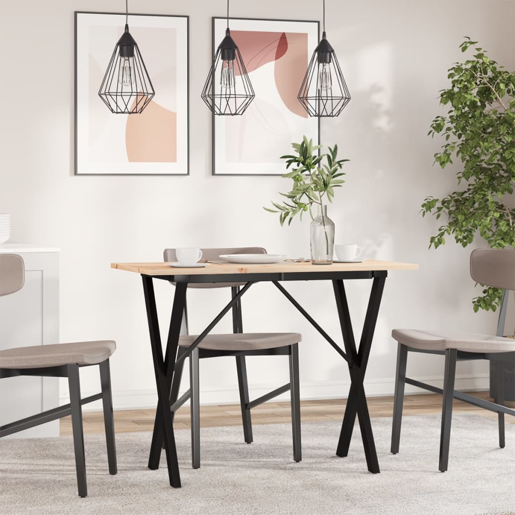vidaXL Dining Table X-Frame 100x50x75 cm Solid Wood Pine and Steel 3