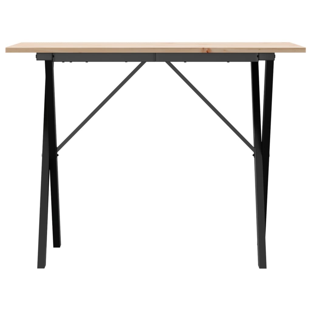 vidaXL Dining Table X-Frame 100x50x75 cm Solid Wood Pine and Steel 4