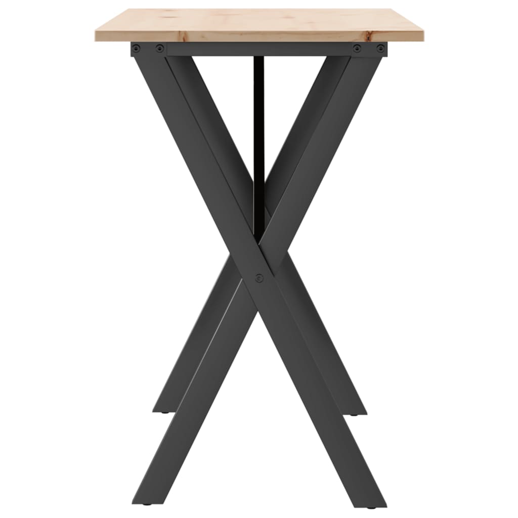 vidaXL Dining Table X-Frame 100x50x75 cm Solid Wood Pine and Steel 5