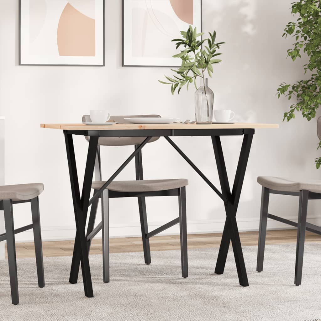 vidaXL Dining Table X-Frame 100x50x75 cm Solid Wood Pine and Steel 1