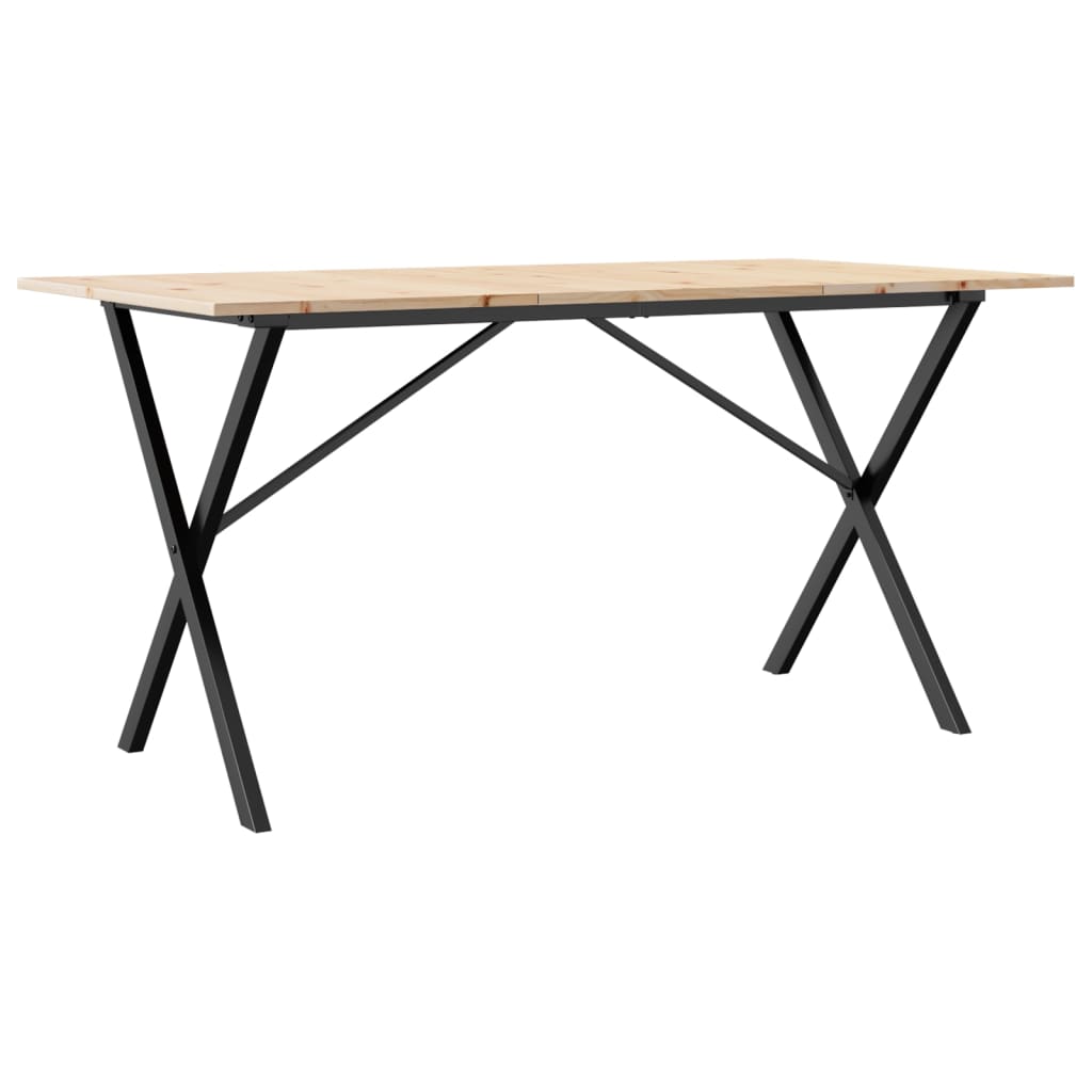 vidaXL Dining Table X-Frame 160x80x75 cm Solid Wood Pine and Steel 2