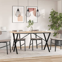 vidaXL Dining Table X-Frame 160x80x75 cm Solid Wood Pine and Steel 3