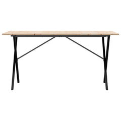 vidaXL Dining Table X-Frame 160x80x75 cm Solid Wood Pine and Steel 4