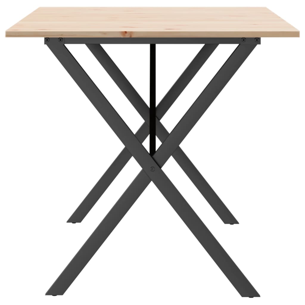 vidaXL Dining Table X-Frame 160x80x75 cm Solid Wood Pine and Steel 5