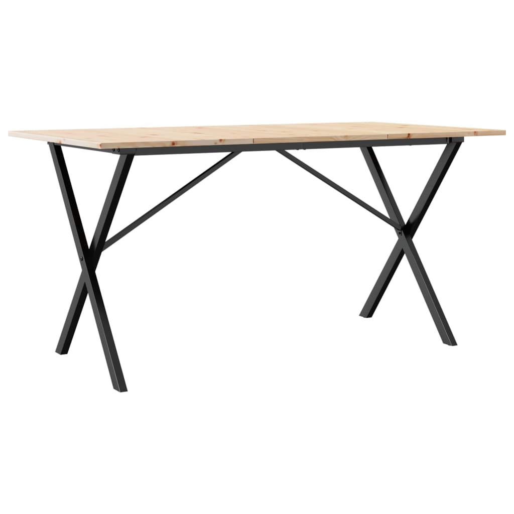 vidaXL Dining Table X-Frame 160x80x75 cm Solid Wood Pine and Steel 6