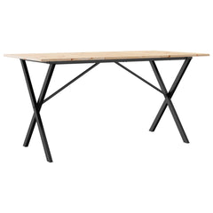 vidaXL Dining Table X-Frame 160x80x75 cm Solid Wood Pine and Steel 6
