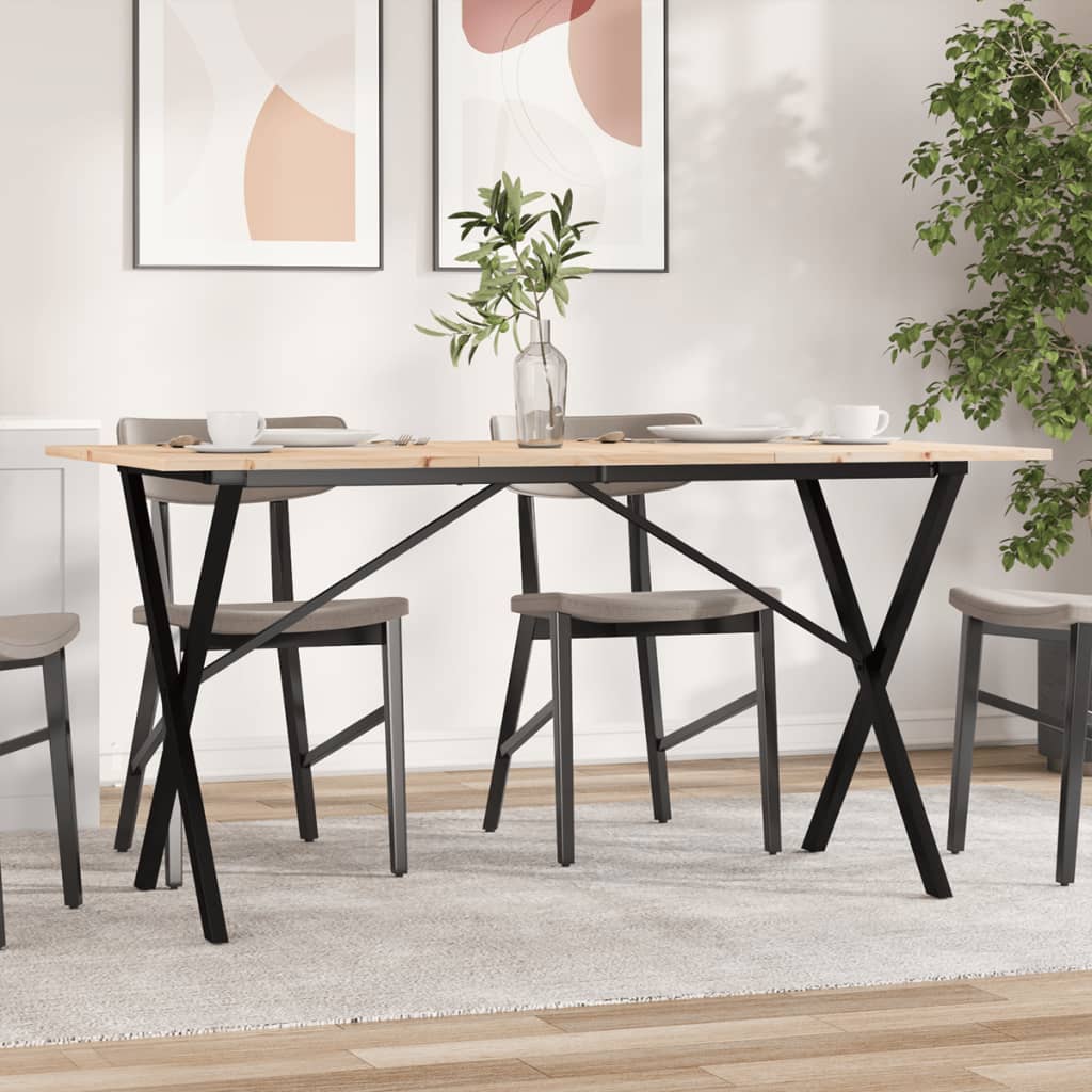 vidaXL Dining Table X-Frame 160x80x75 cm Solid Wood Pine and Steel 1