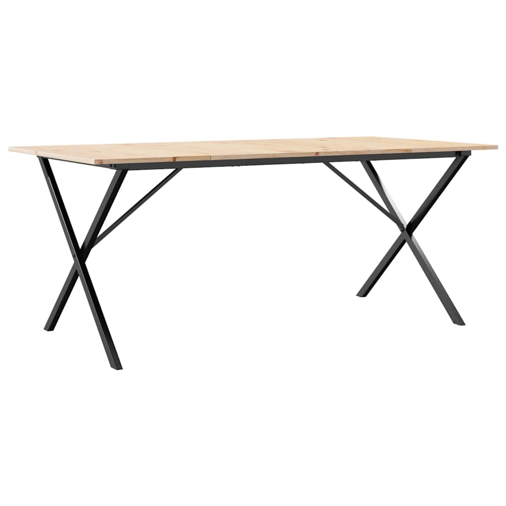 vidaXL Dining Table X-Frame 180x90x75 cm Solid Wood Pine and Steel 2