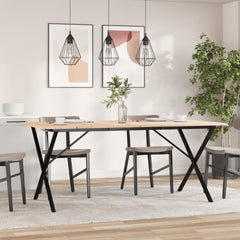 vidaXL Dining Table X-Frame 180x90x75 cm Solid Wood Pine and Steel 3