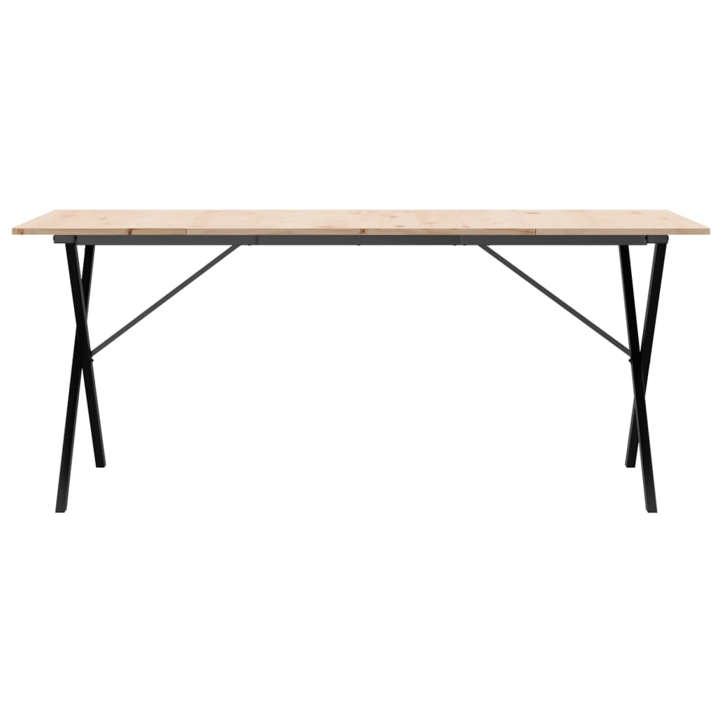 vidaXL Dining Table X-Frame 180x90x75 cm Solid Wood Pine and Steel 4