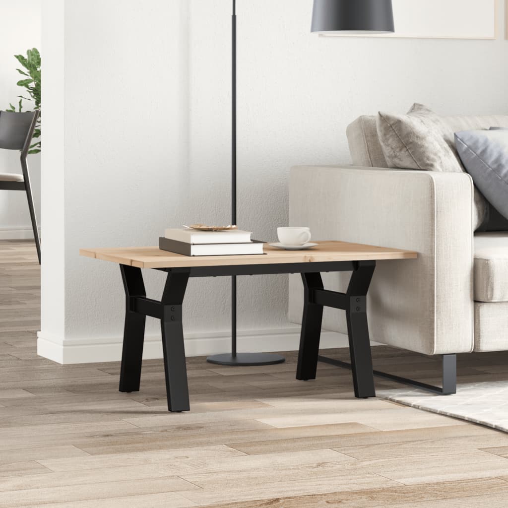 vidaXL Coffee Table Y-Frame 80x50x40 cm Solid Wood Pine and Steel 3