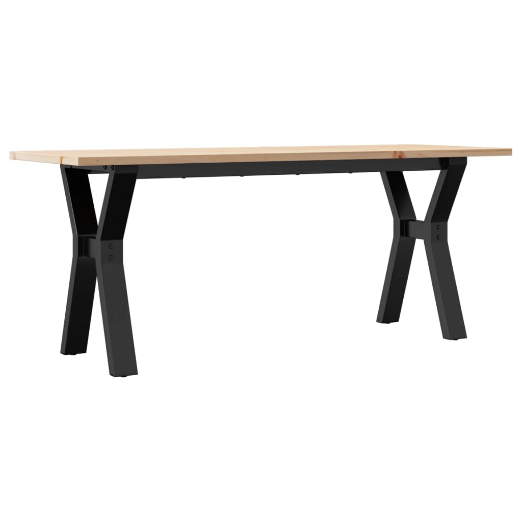 vidaXL Coffee Table Y-Frame 110x40x45 cm Solid Wood Pine and Steel 2